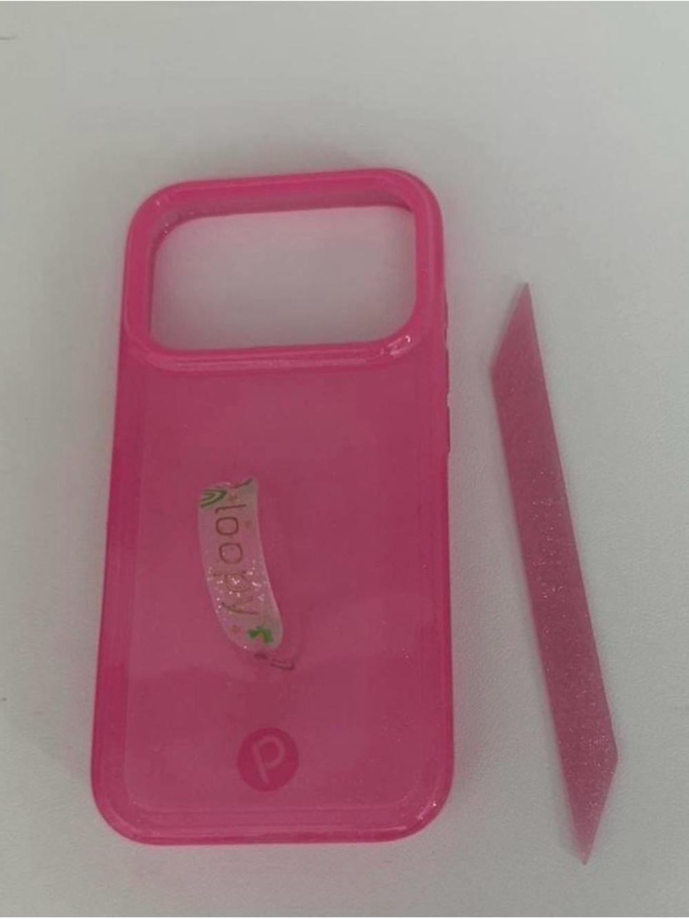 LOOPY (new) clear sparkle pink case